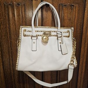 Michael Kors Cream and Gold Satchel